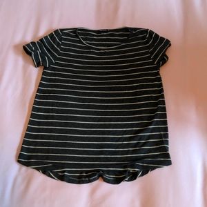 Striped Tshirt with Back Button Detail
